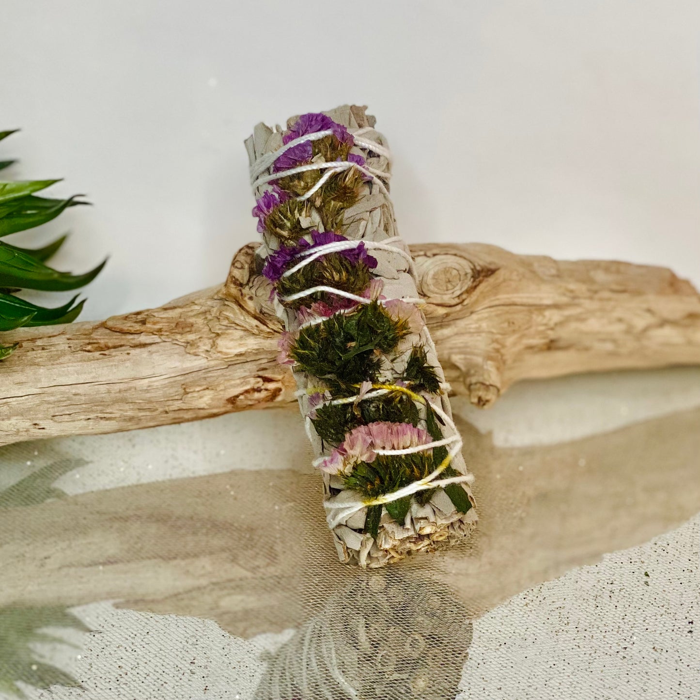 Purple & Pink Flower White Sage Bundle - Energize Your Space with Floral Harmony