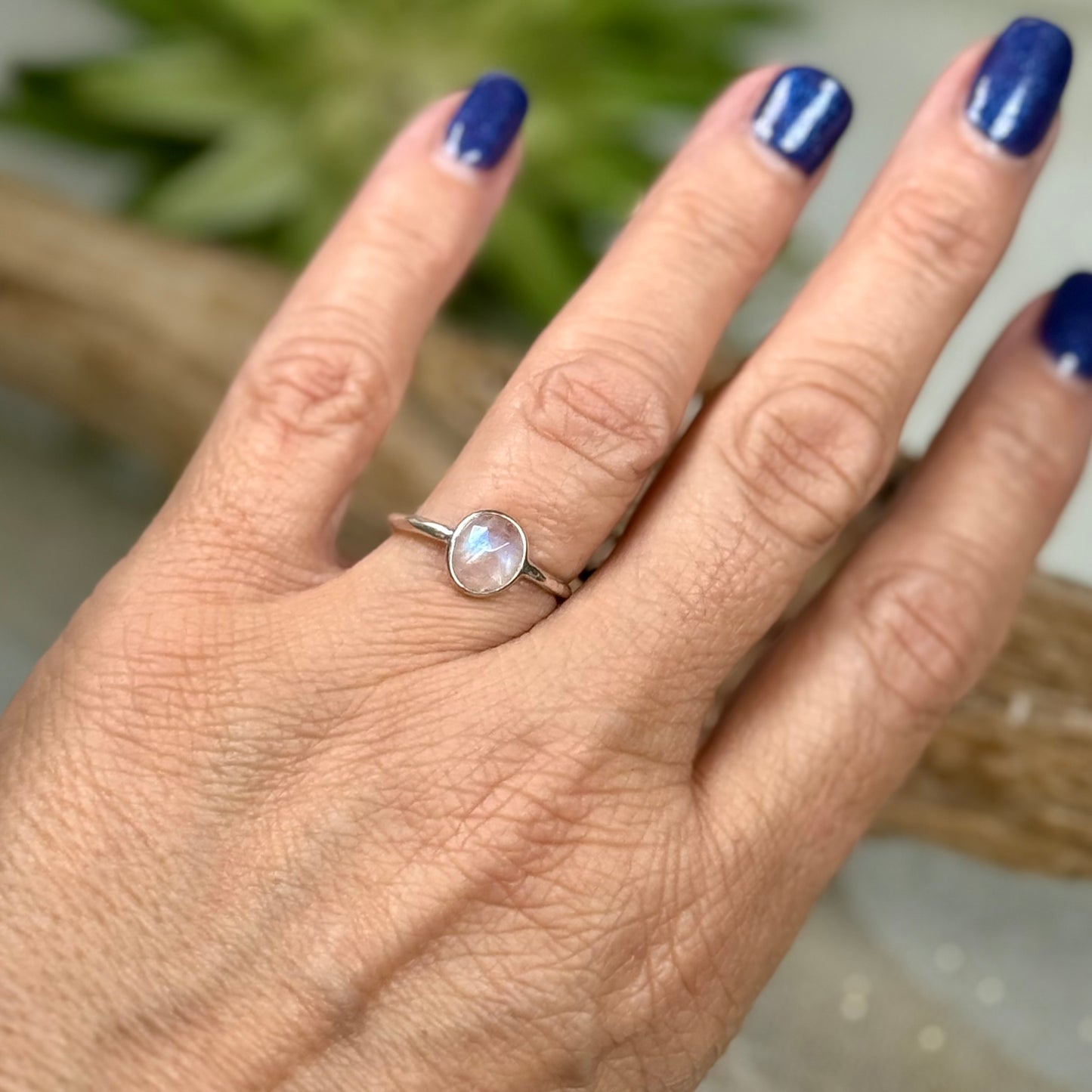 Delicate Rainbow Moonstone Ring in Sterling Silver – Size 7, Ethically Sourced from Zambia