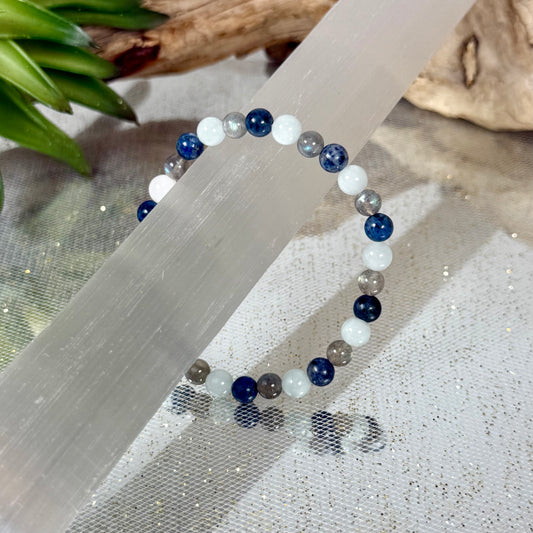 Mystic Horizon Trio Bracelet – Aquamarine, Dumortierite & Blue Labradorite