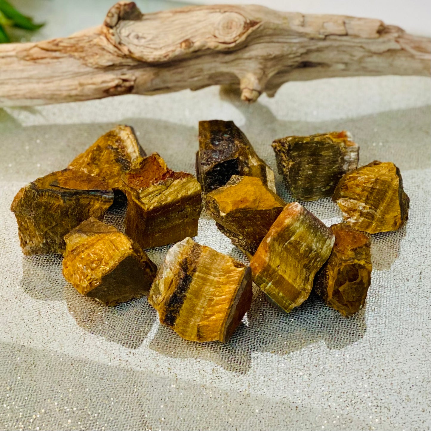 Beautiful Tiger Eye Raw Chunk Crystals for Grounding and Energizing