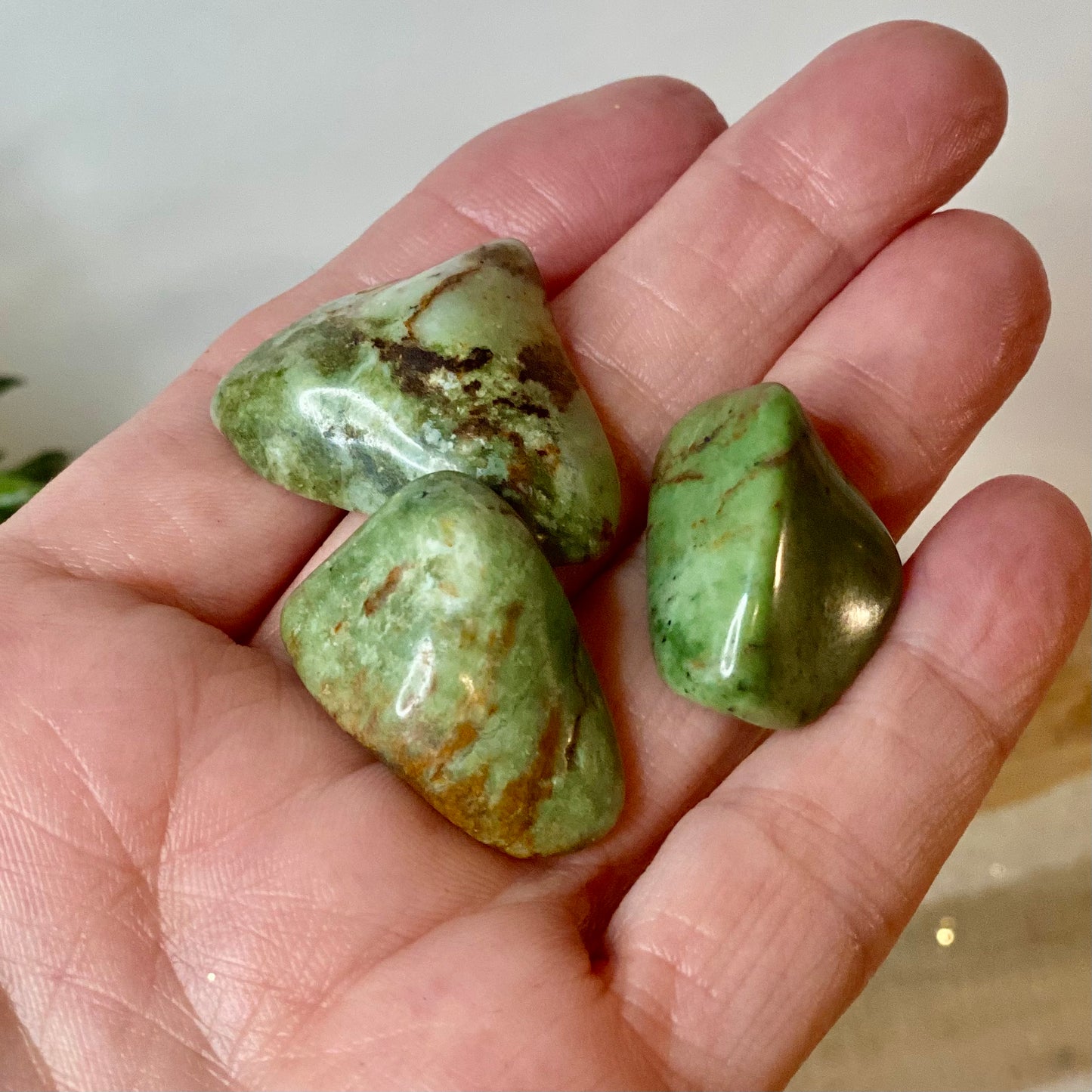 Chrysoprase Tumbled Stones from Madagascar: Nature's Green Serenity