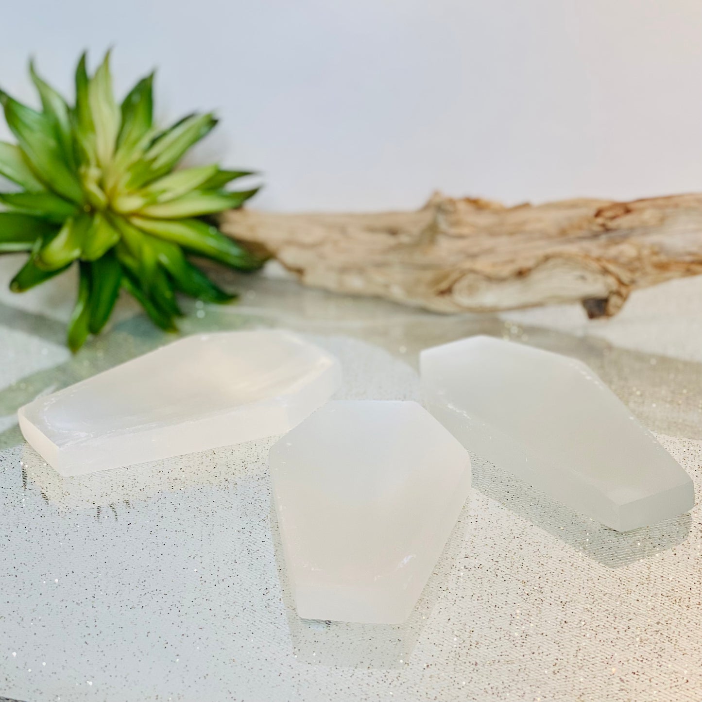 Coffin Shape Selenite Crystal Charging Plates: Amplify Your Energy Work