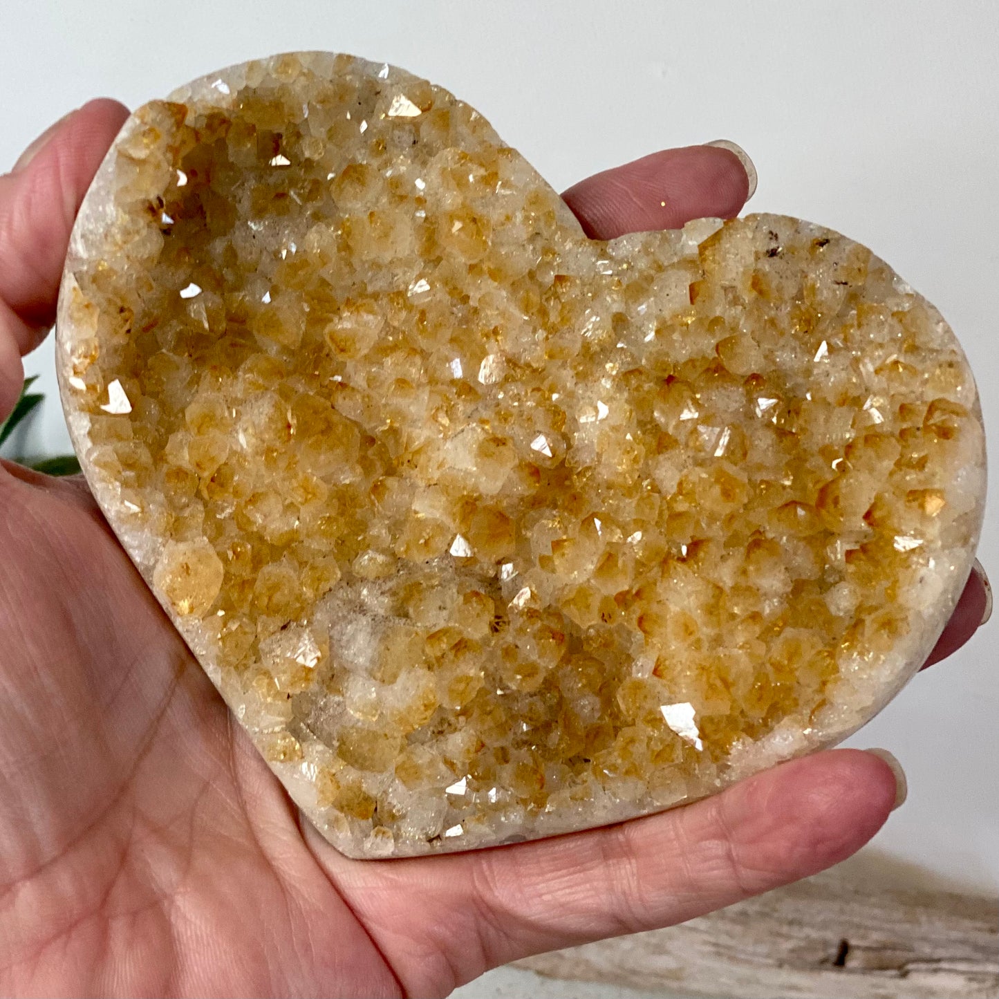 Citrine Druzy Heart with Stand: Radiant Warmth for Any Season