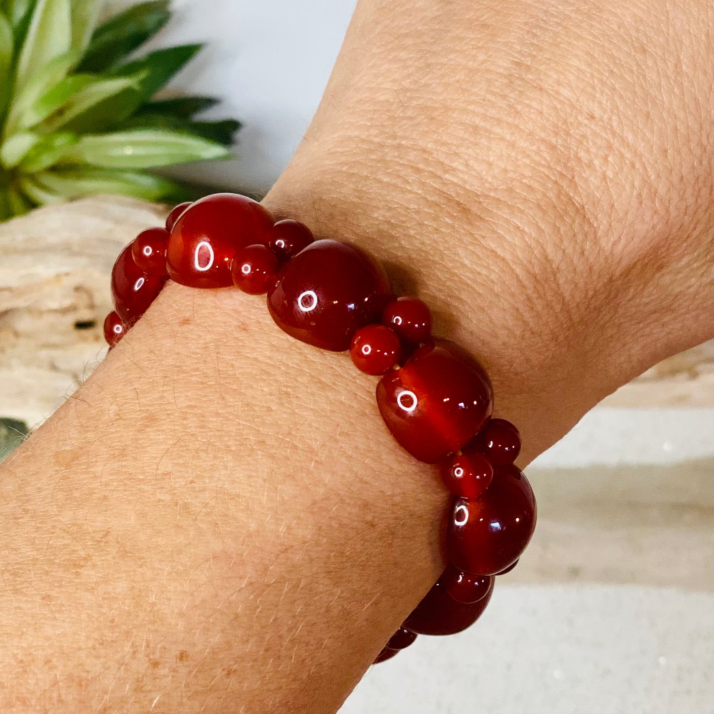 Healing Carnelian Double Stretch Bracelet - for Energizing and Motivating