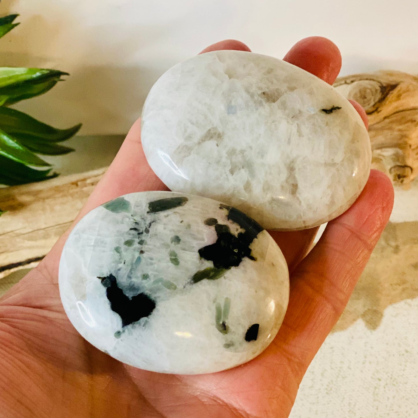 Rainbow Moonstone Palm Stone