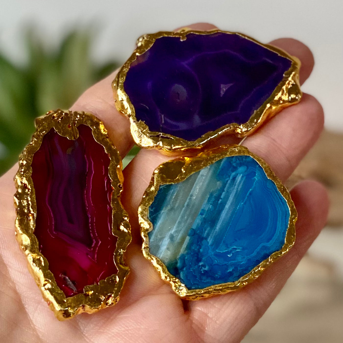 Gold Trimmed Agate Slice: Nature's Artistry in Gilded Elegance - Small