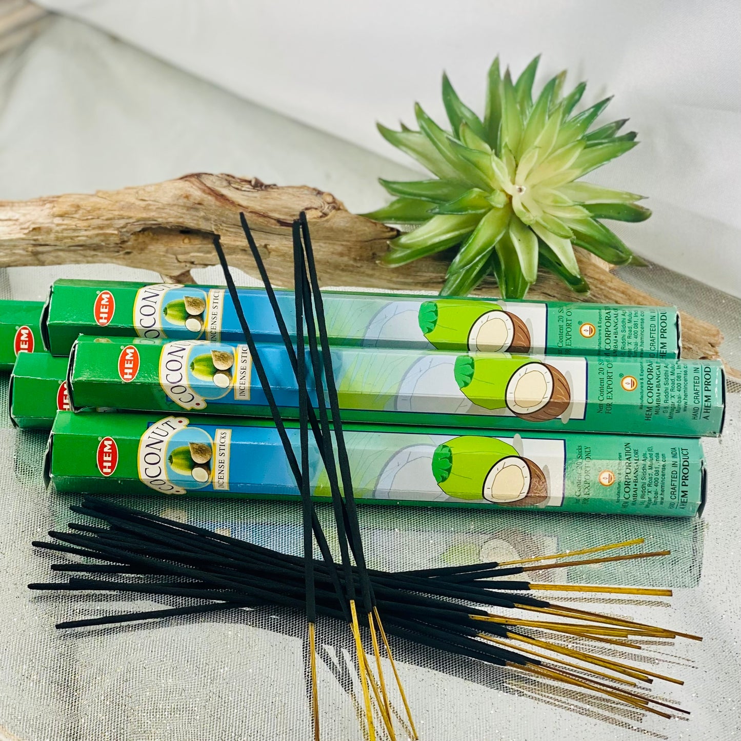 Coconut Incense Sticks - 20 Pack, Crafted in India