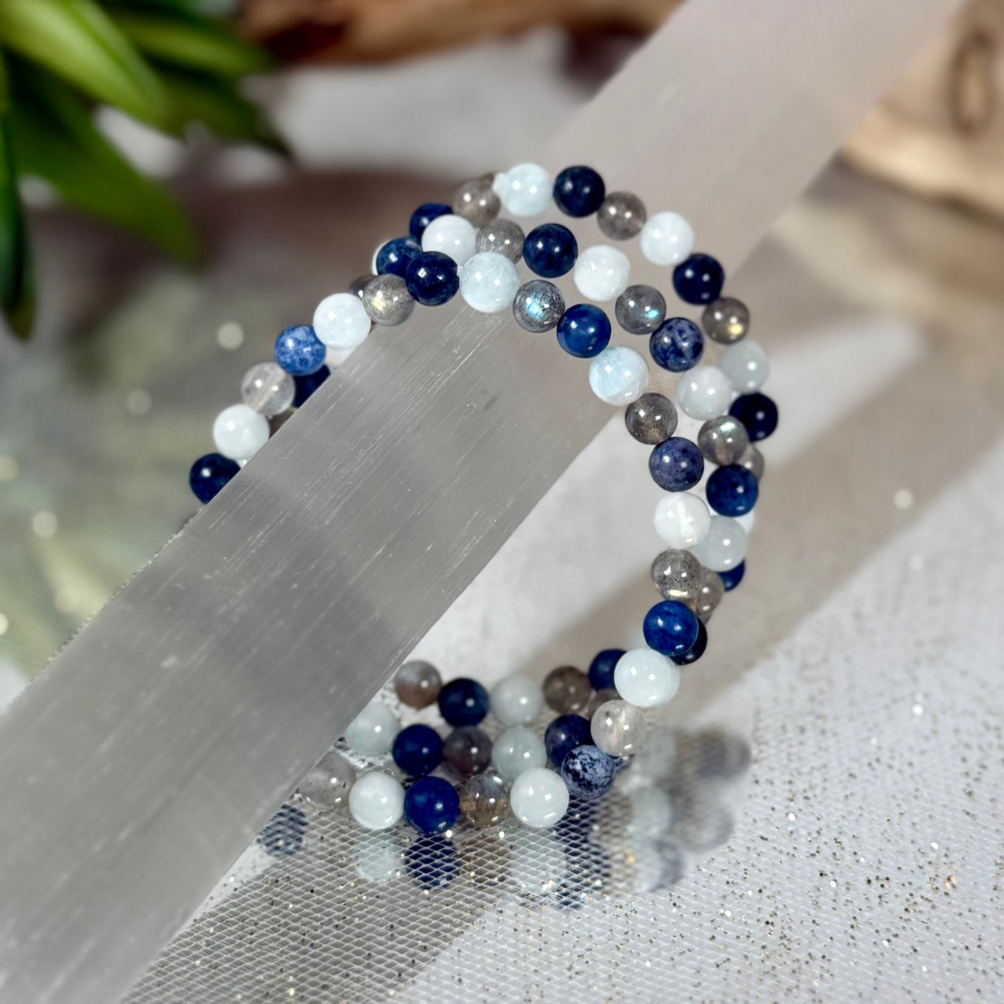 Mystic Horizon Trio Bracelet – Aquamarine, Dumortierite & Blue Labradorite