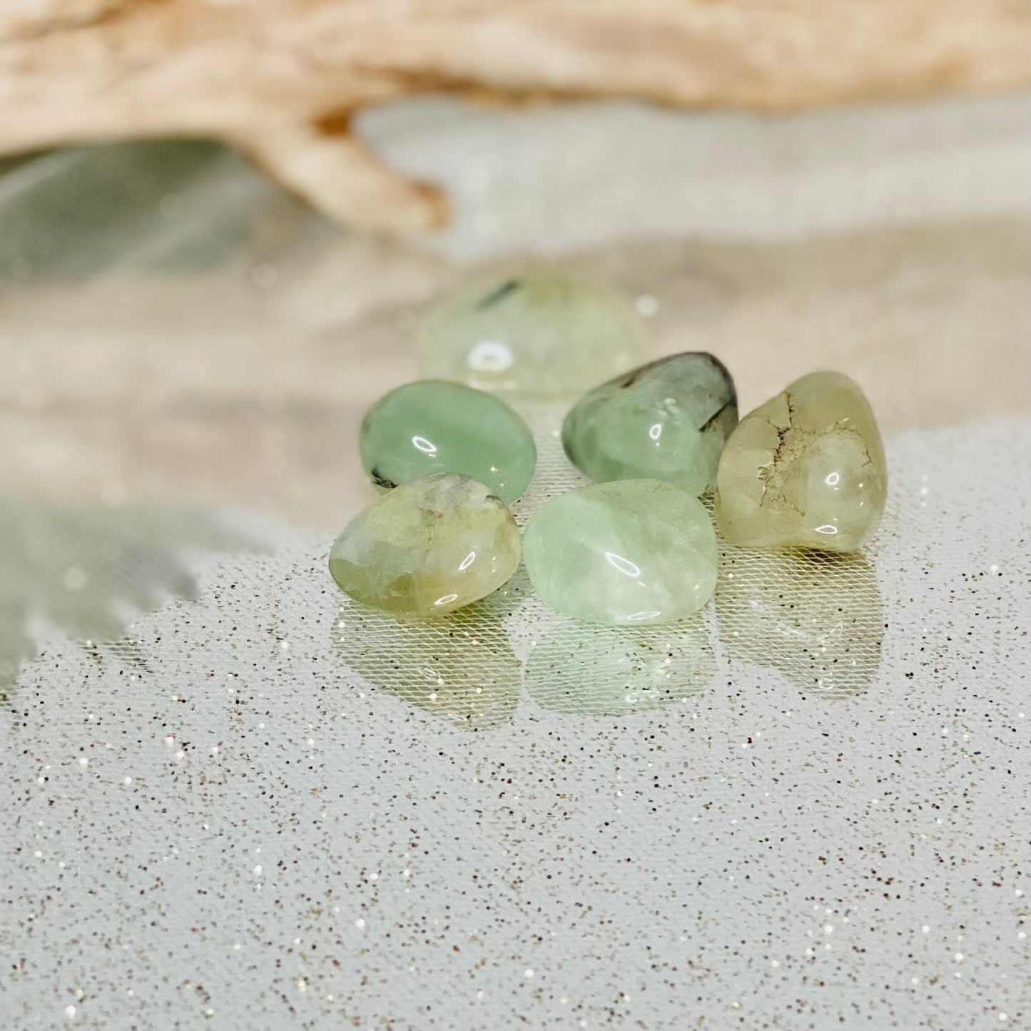 Prehnite with Epidote Tumbled Crystal: Nurturing Heart and Inner Peace