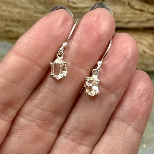 Herkimer Diamond Earrings in Sterling Silver – Natural Crystal Healing Jewelry