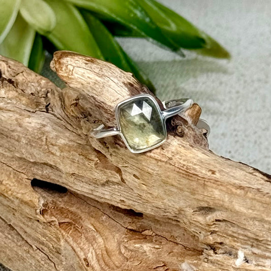 Faceted Mint Green Kyanite Ring in Sterling Silver-CBTS