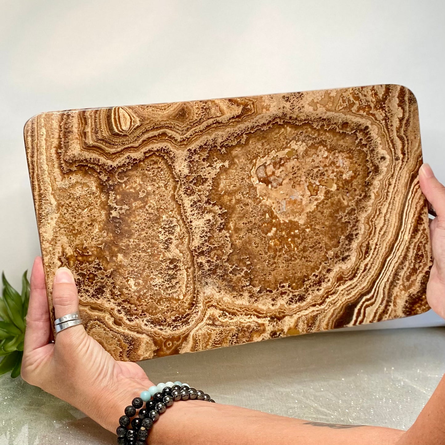 Aragonite Rectangular Serving Tray: Natural Elegance for Entertaining