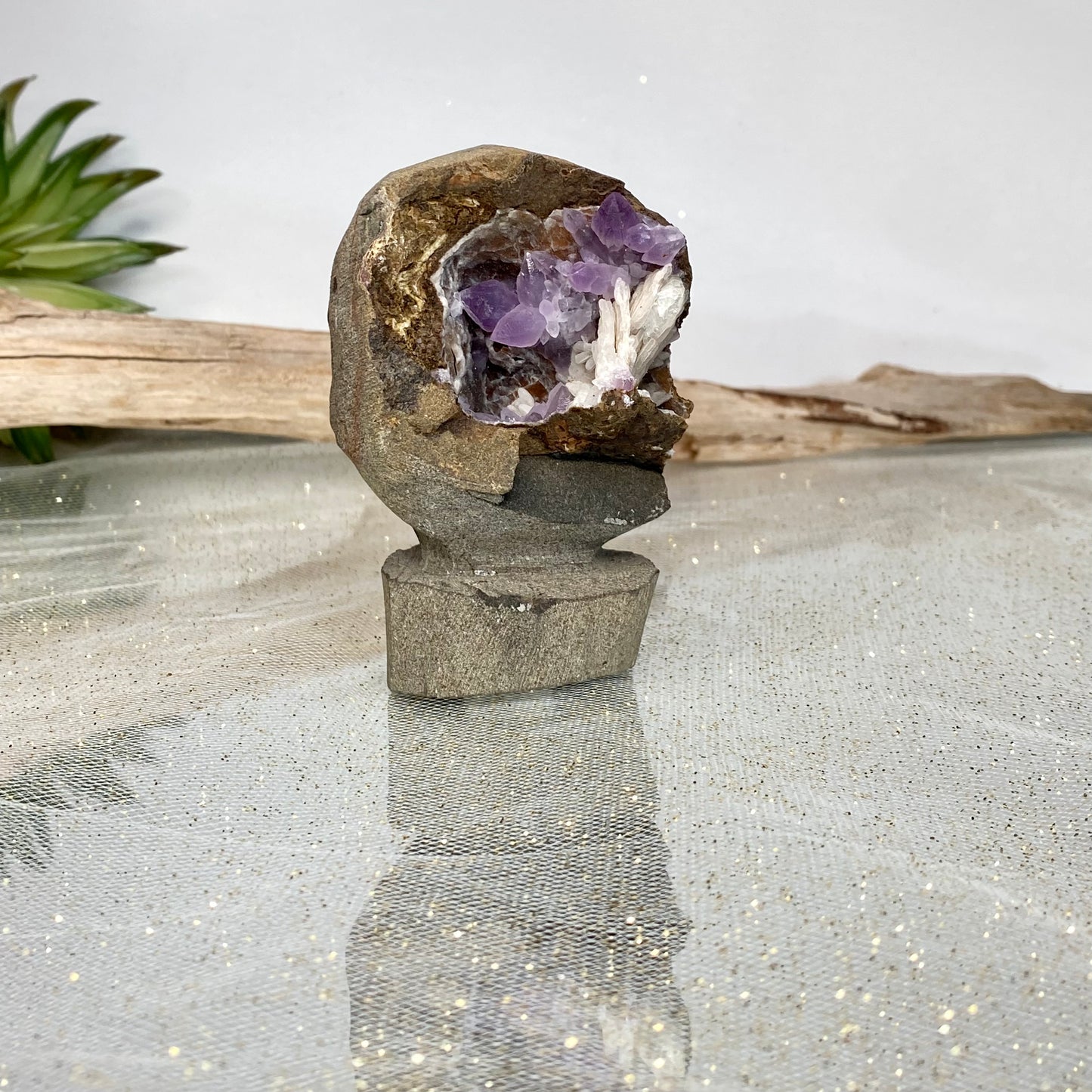 Amethyst Flower in Matrix: Nature's Purple Petal of Tranquility