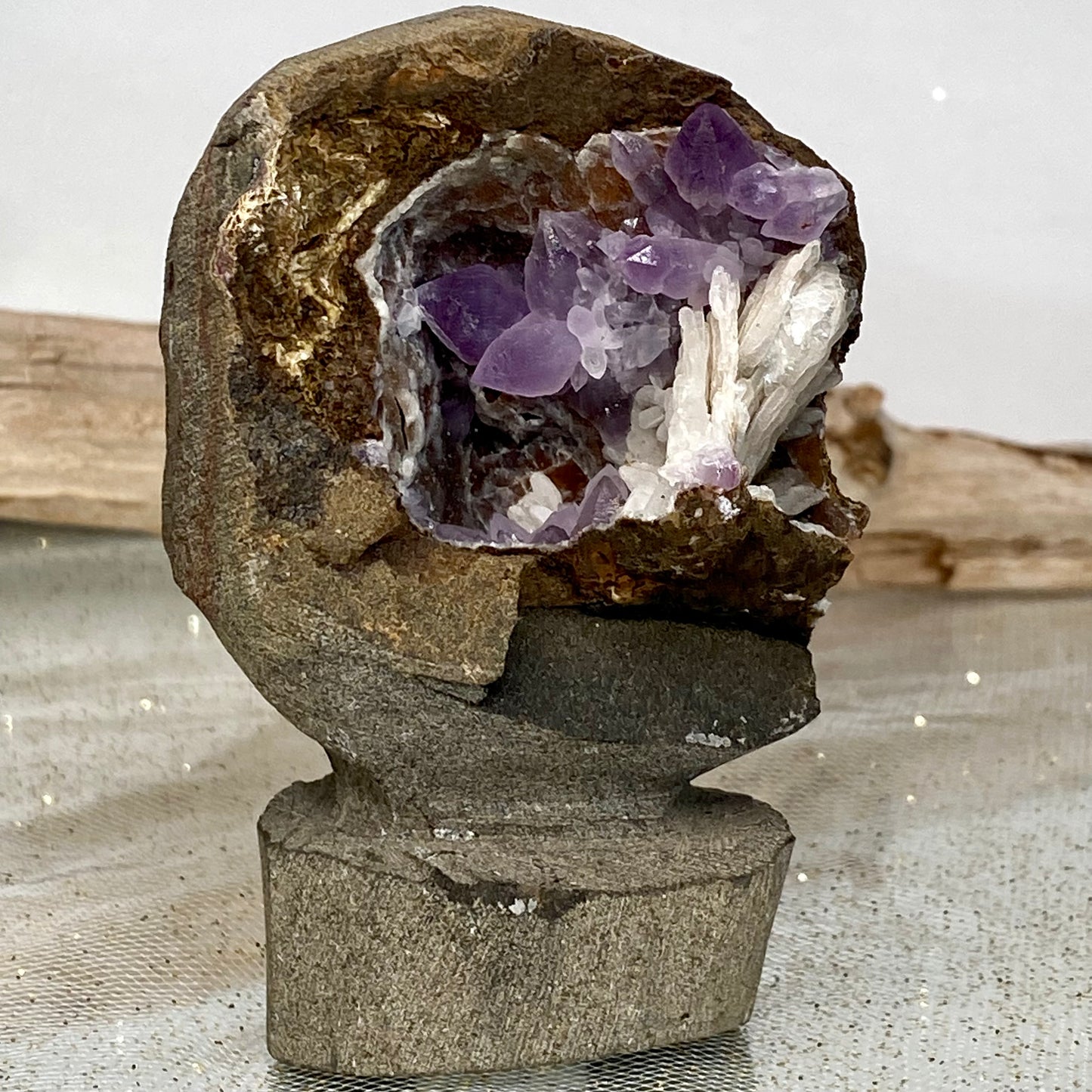 Amethyst Flower in Matrix: Nature's Purple Petal of Tranquility