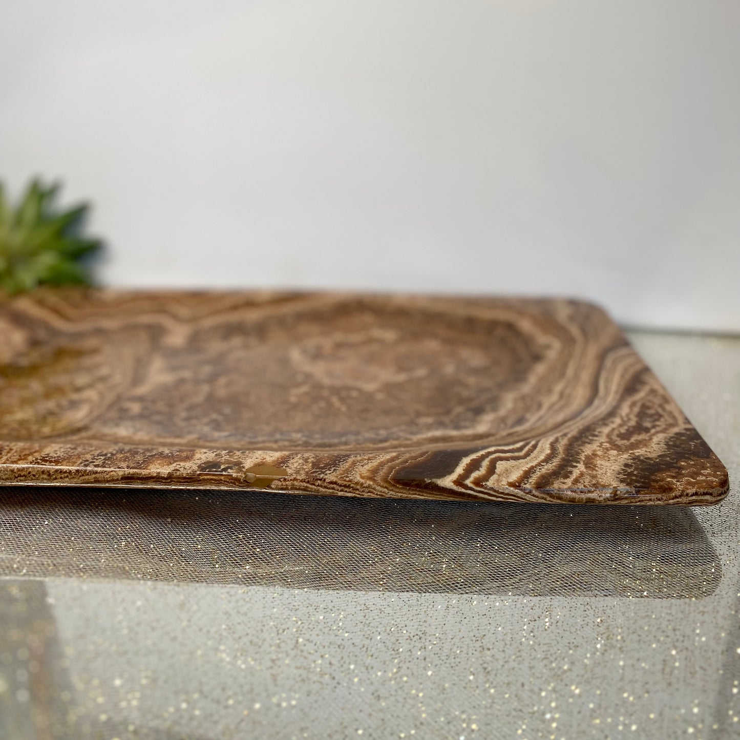 Aragonite Rectangular Serving Tray: Natural Elegance for Entertaining