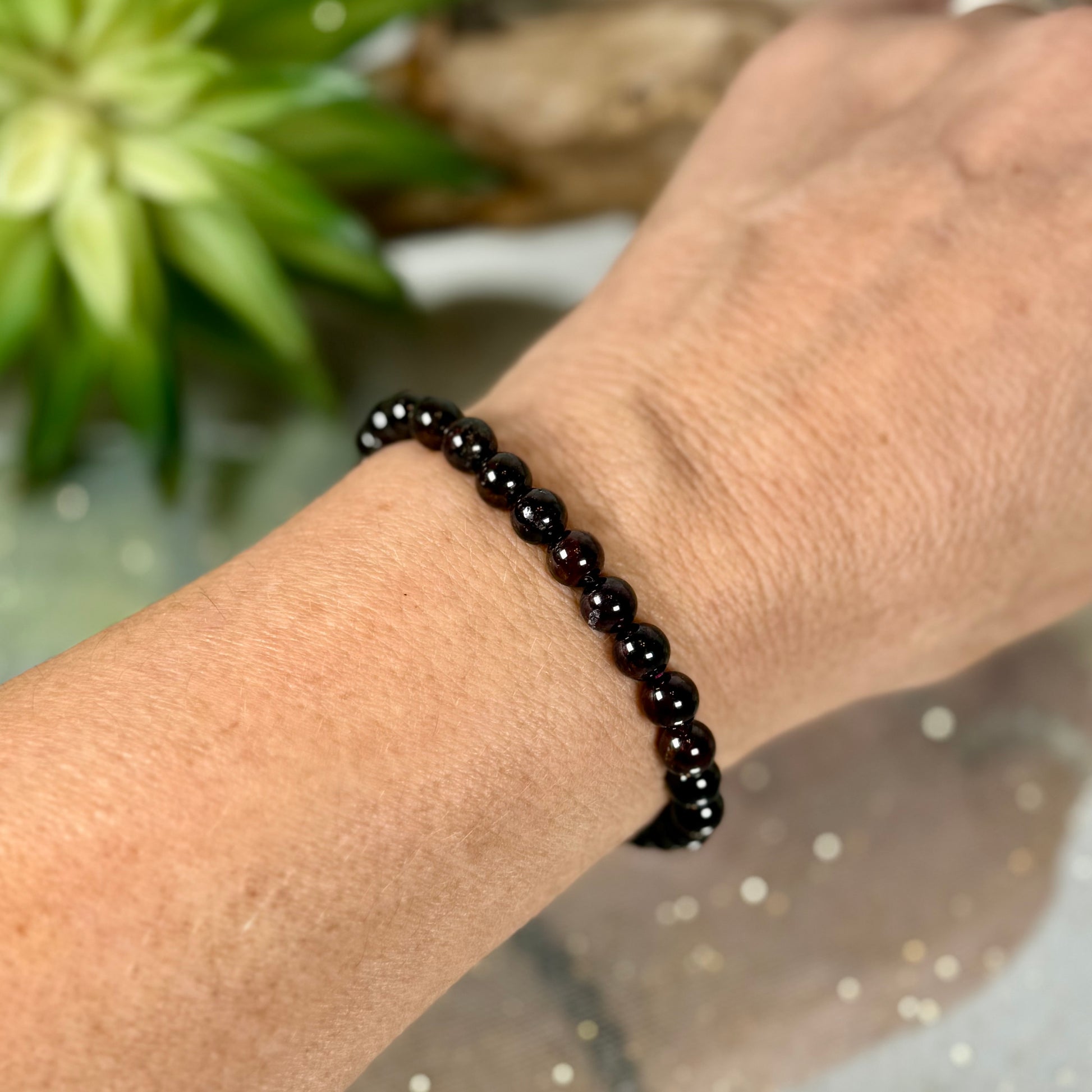 Garnet Stretch Bracelet ON WRIST-CBTS