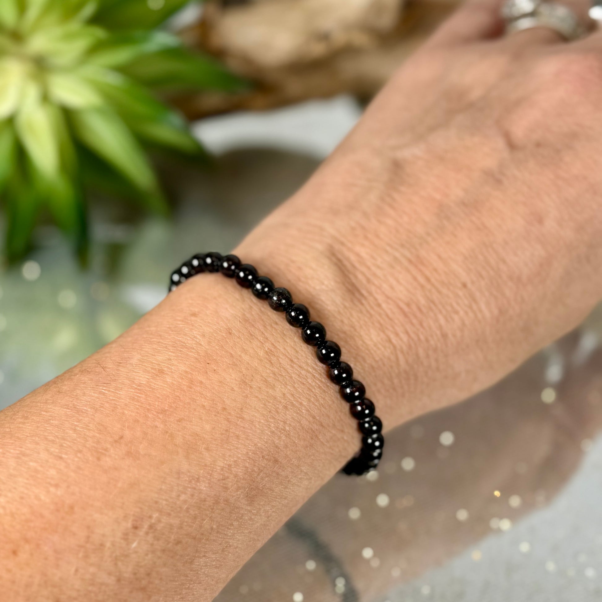 Garnet Stretch Bracelet SMALL ON WRIST-CBTS
