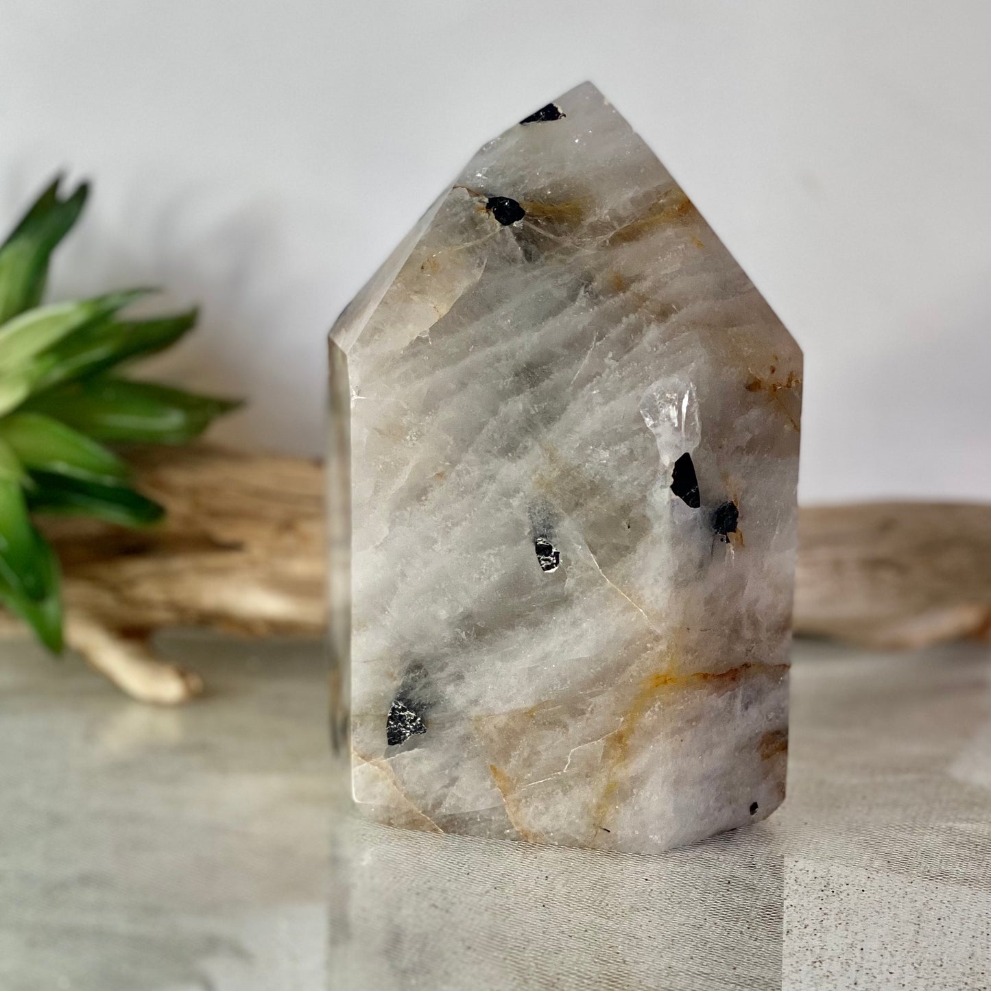 Golden Healer & Black Tourmaline Tower Quartz Crystal: Energize, Protect, and Transform