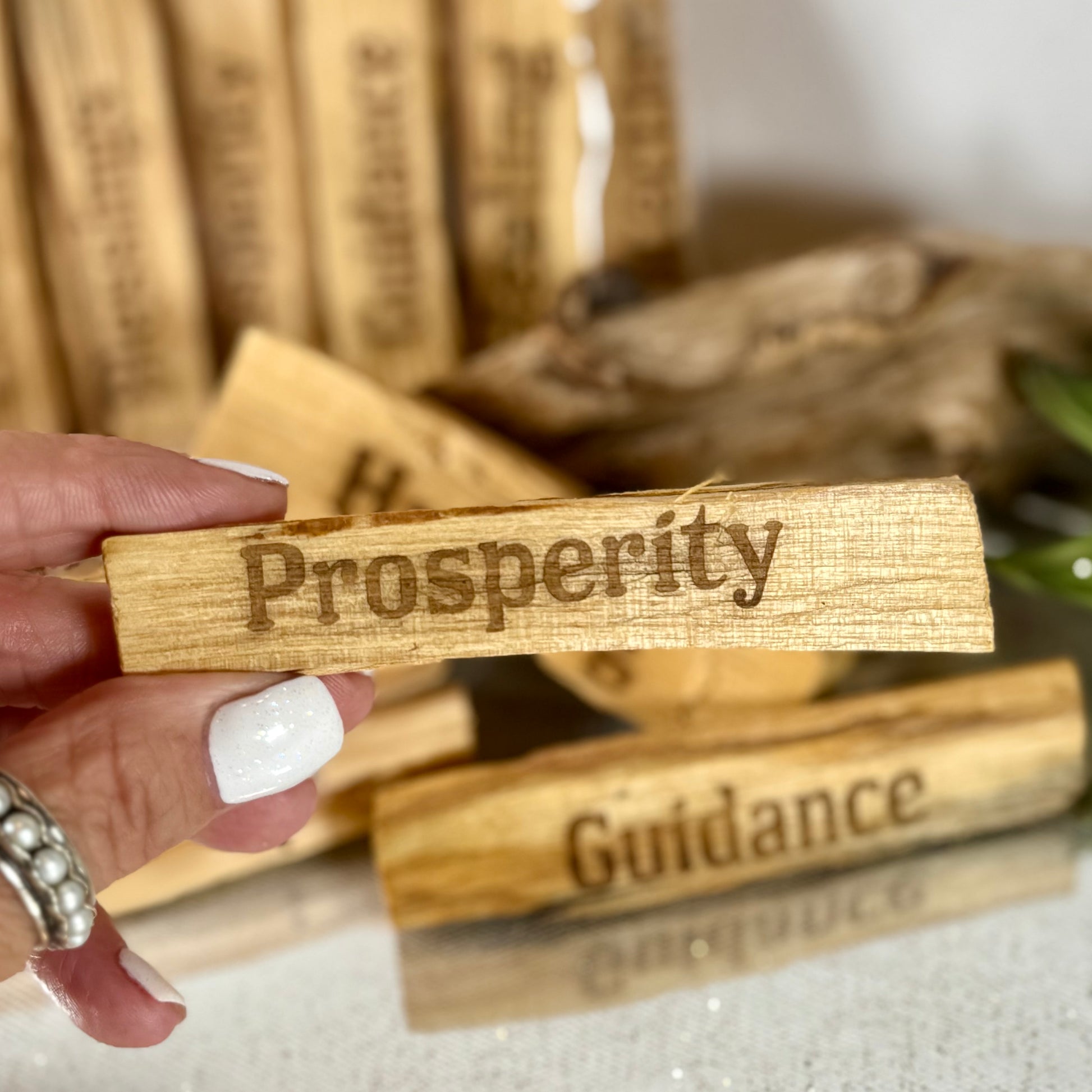 Palo Santo Engraved Sacred Sticks PROSPERITY-CBTS