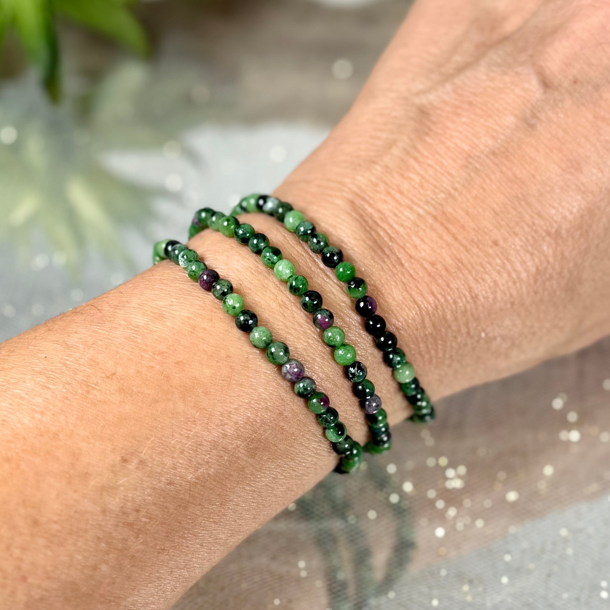 Ruby Zoisite Mini Boho Bracelet-3 on hand-CBTS