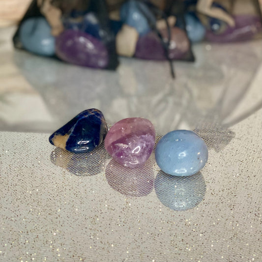 Sleep Better Crystal Trio - Angelite, Sodalite, Amethyst-CBTS