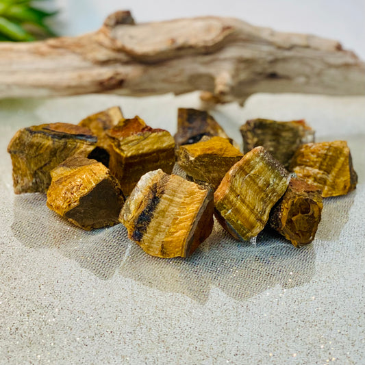 Beautiful Tiger Eye Raw Chunk Crystals for Grounding and Energizing