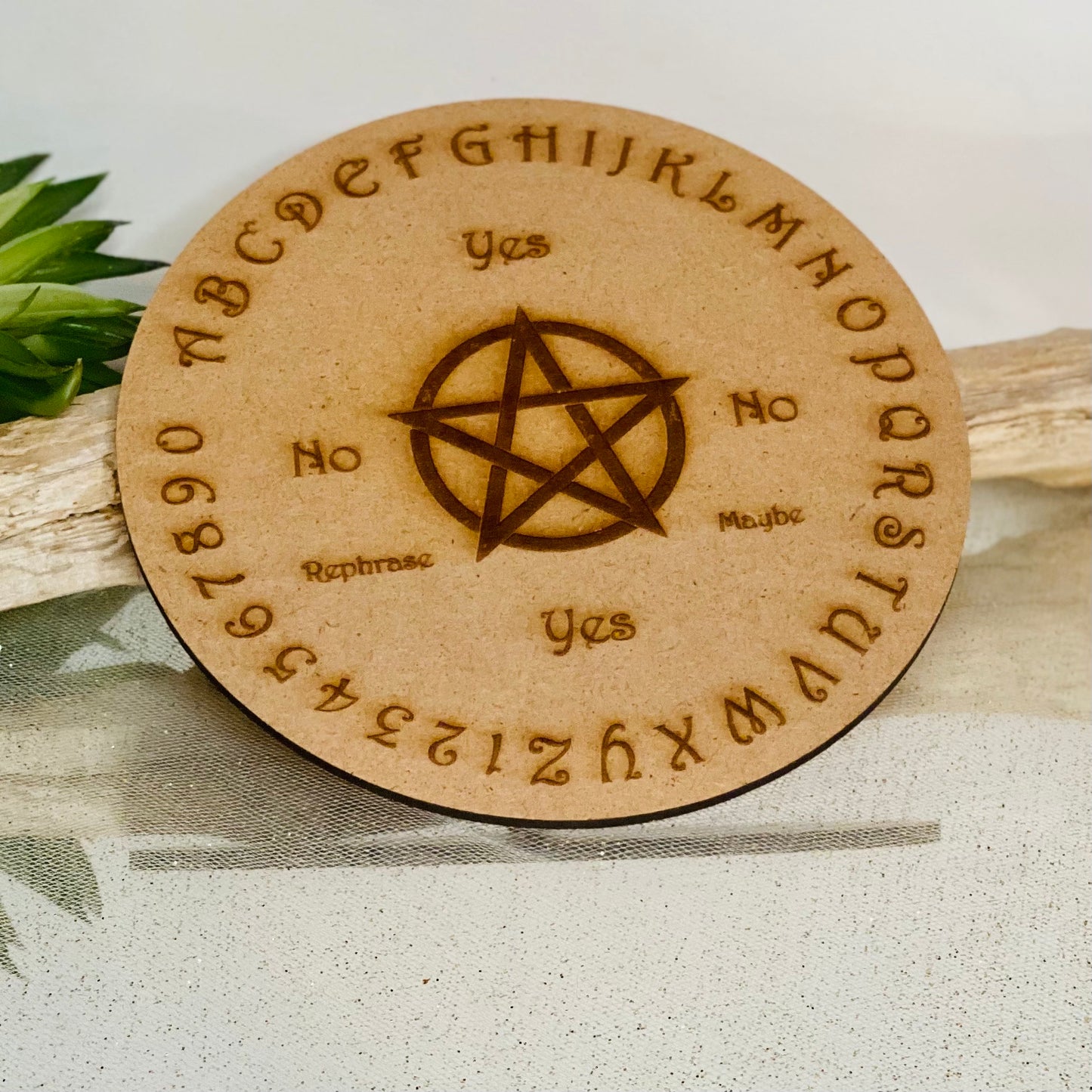 Insightful Divination: Engraved Wood Yes/No Pendulum Grid