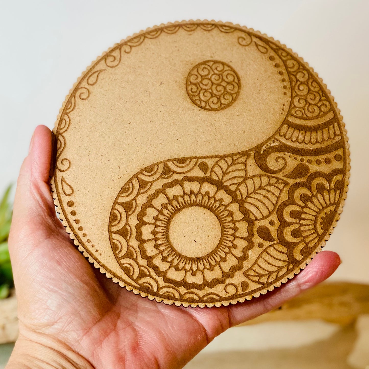 Harmony in Contrast: Yin Yang Wood Crystal Grid