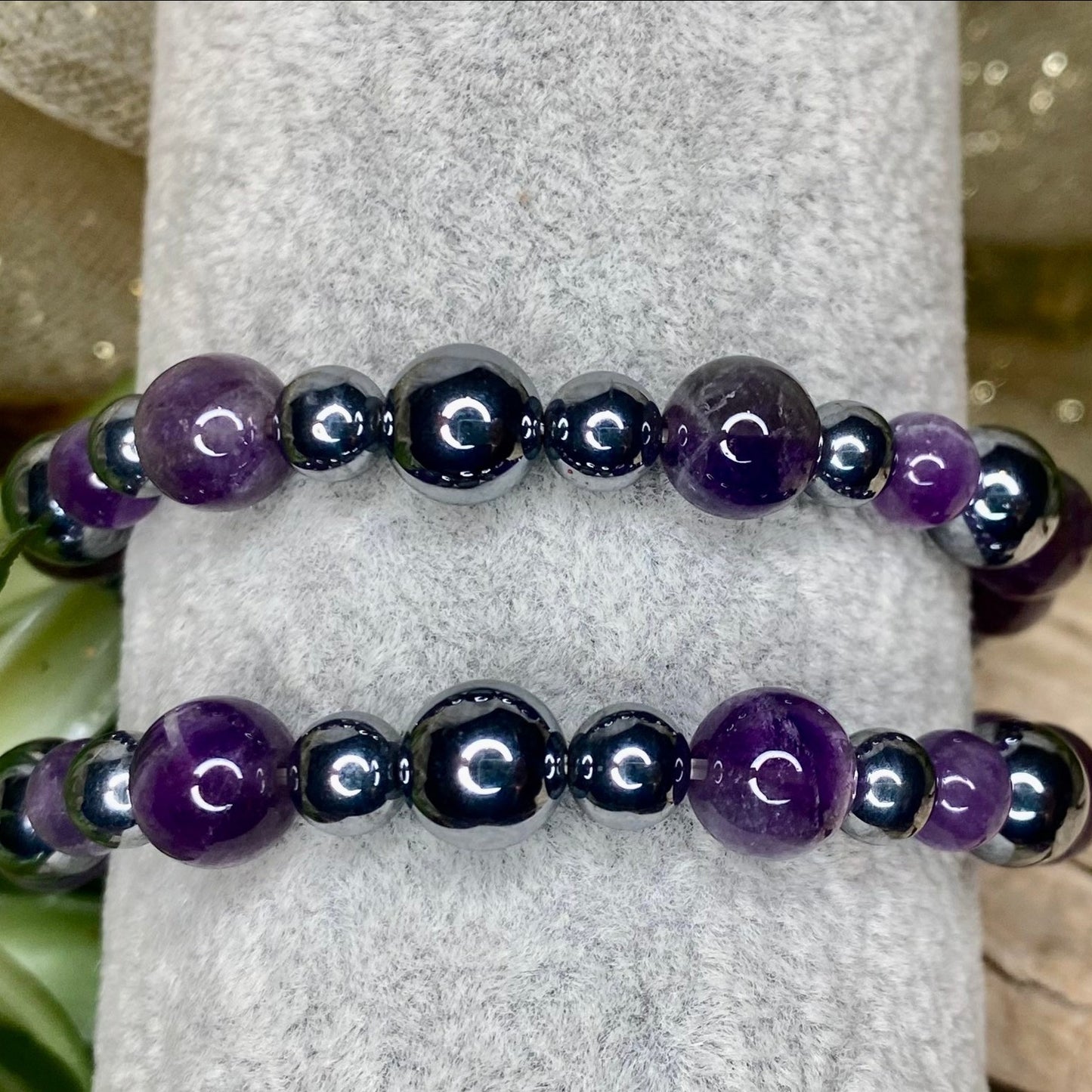 Amethyst hematite crystal healing bracelet