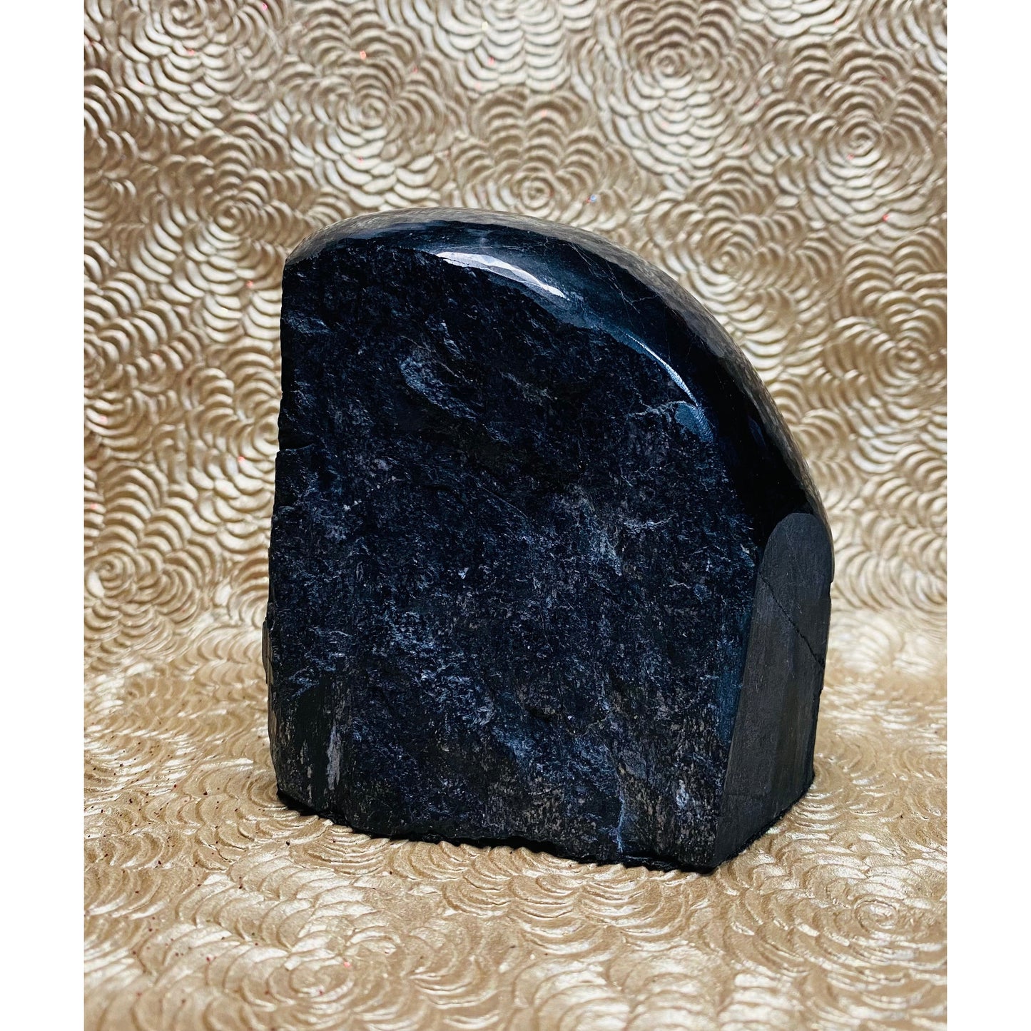 Black Tourmaline Raw Crystal with Polished Top for Protection & Grounding