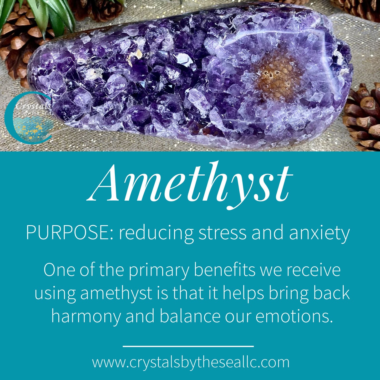 Amethyst & Hematite Crystal Healing Bracelet for Stress Reduction