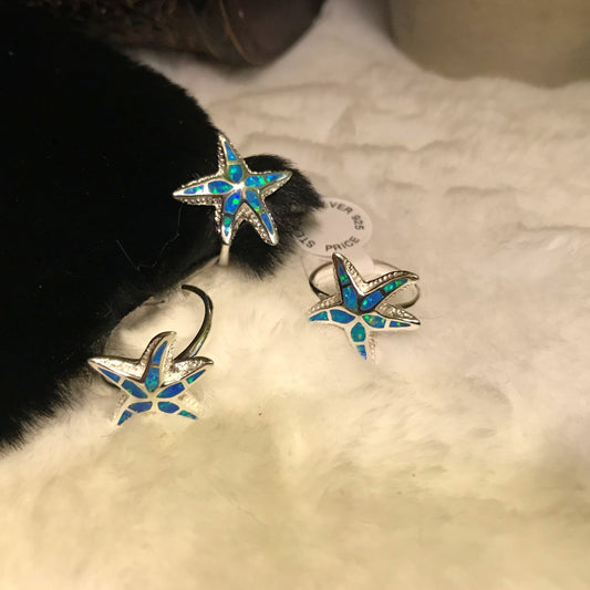 star fish sterling silver crystalsbytheseallc