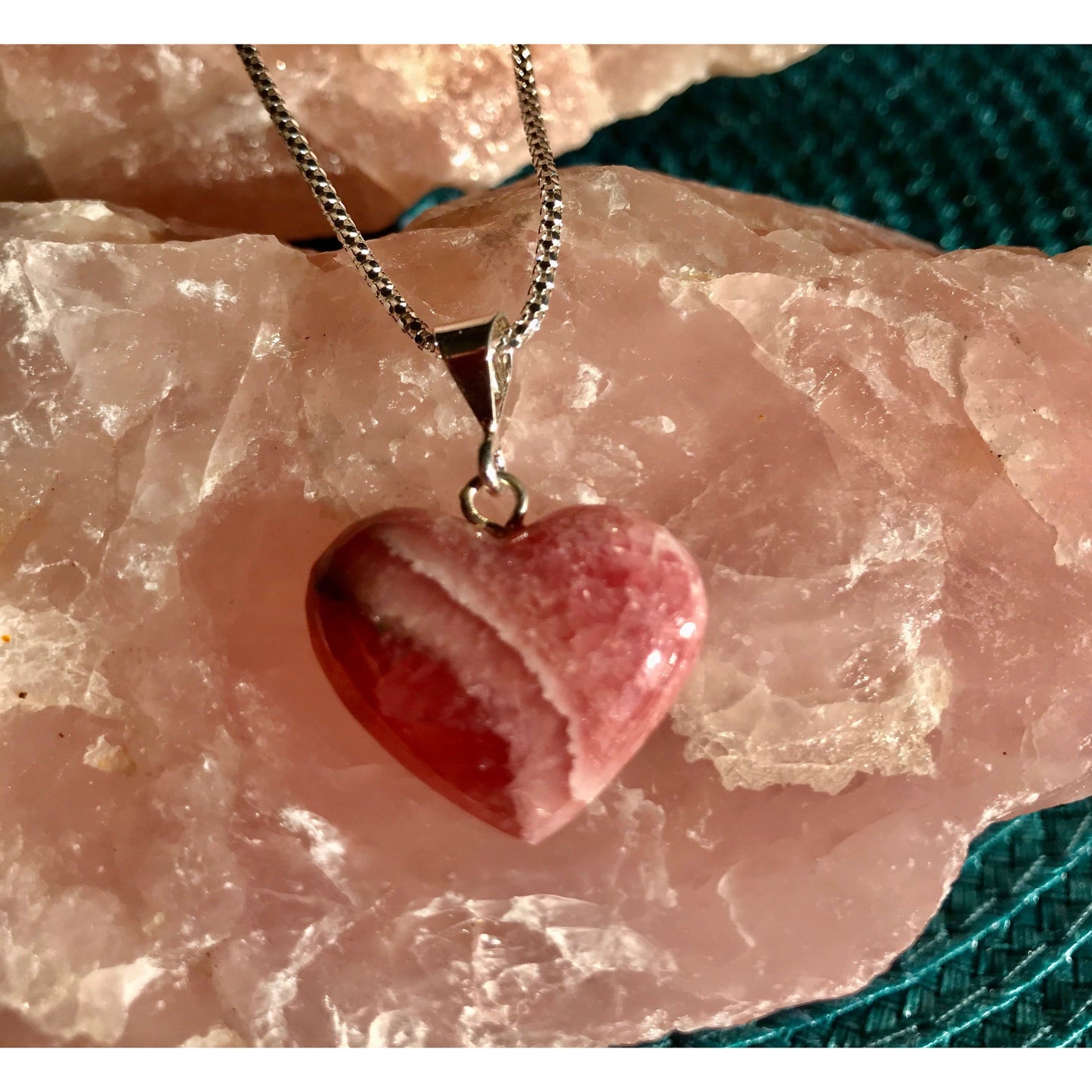 Rhodochrosite Heart pendants for inner peace!