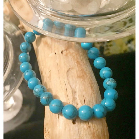 Tranquil Turquoise Howlite 8mm Bead Crystal Bracelet
