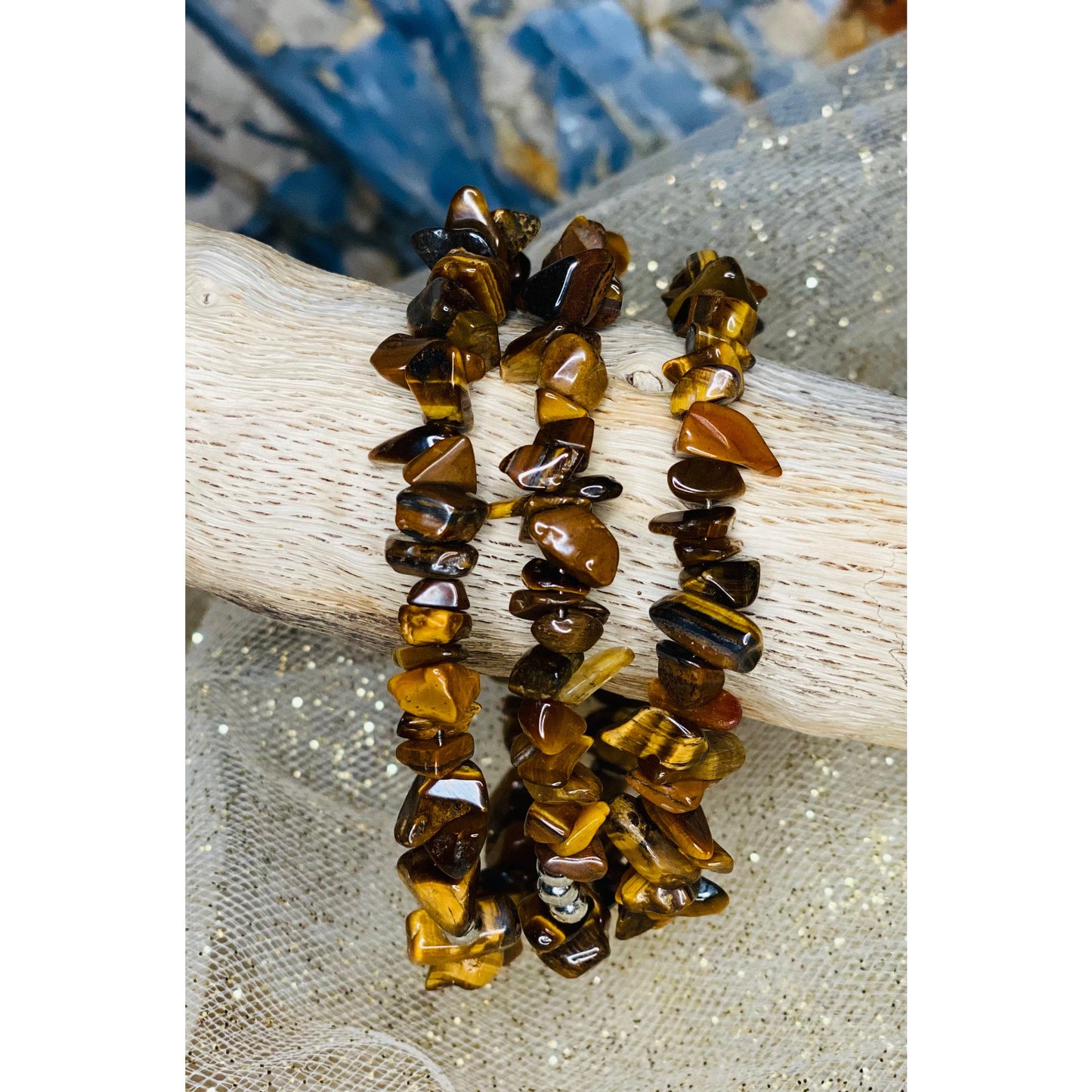 Crystal Chip Memory Bracelets for Magic with Carnelian Mookaite and Tiger Eye Crystals