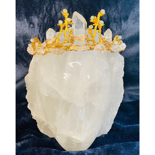 Quartz & Prehnite Queen Crown