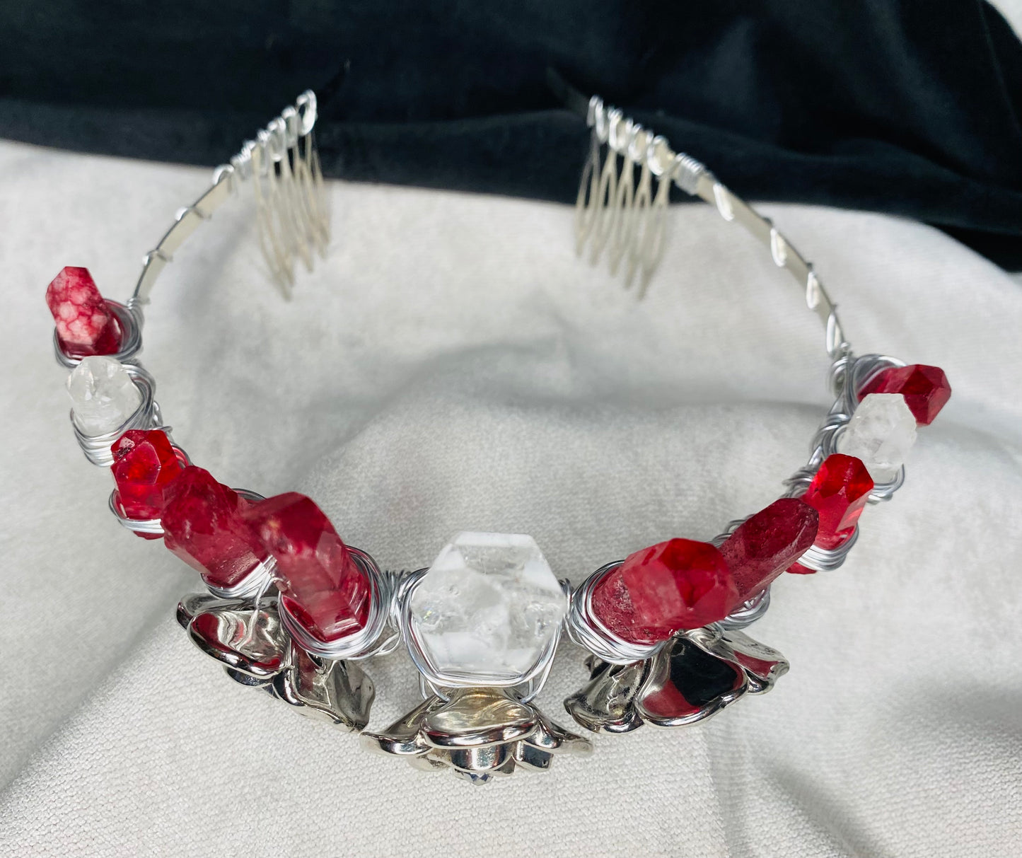 Red & White Quartz Rose Crown