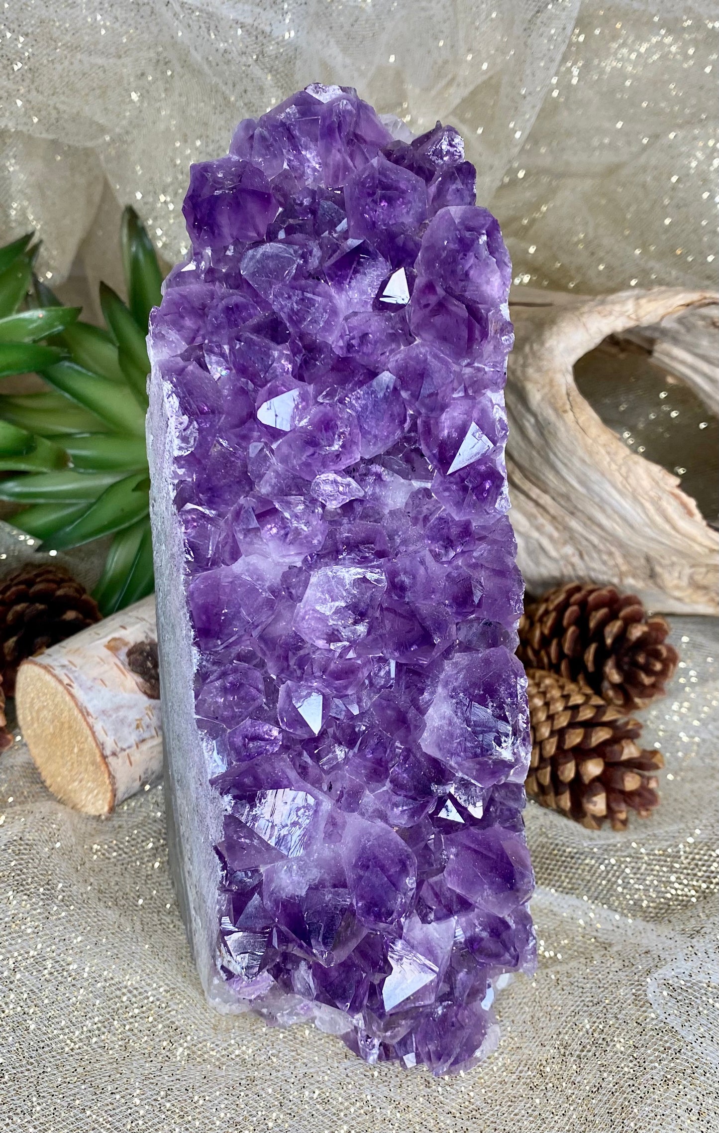 Large Amethyst Chunk - 6.5" x 2.25" x 3.5" Healing Crystal Display for Calming