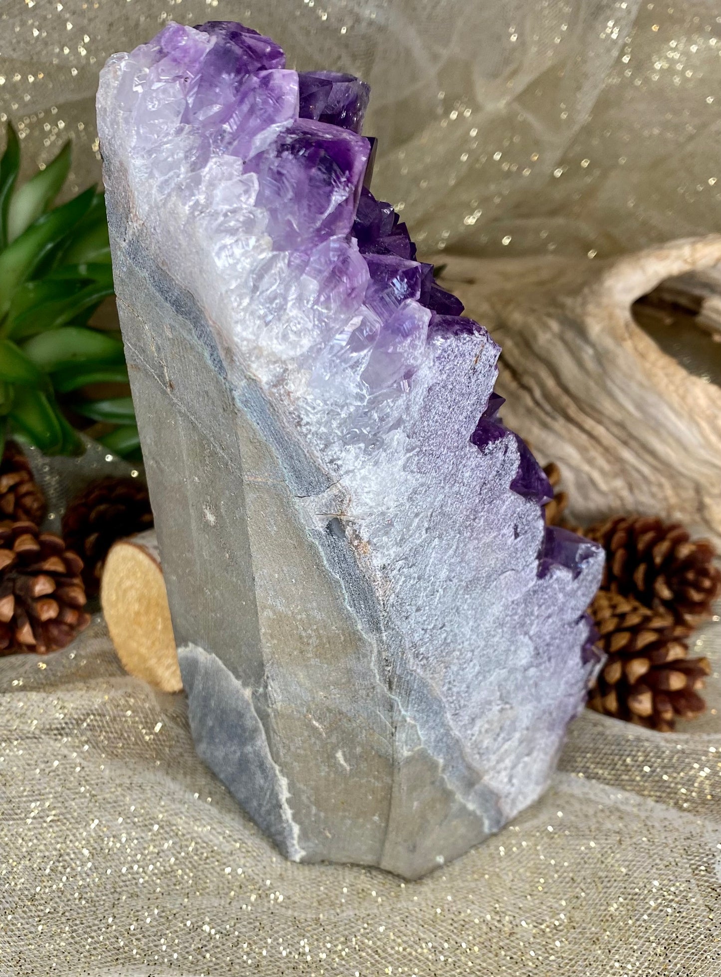 Large Amethyst Chunk - 6.5" x 2.25" x 3.5" Healing Crystal Display for Calming