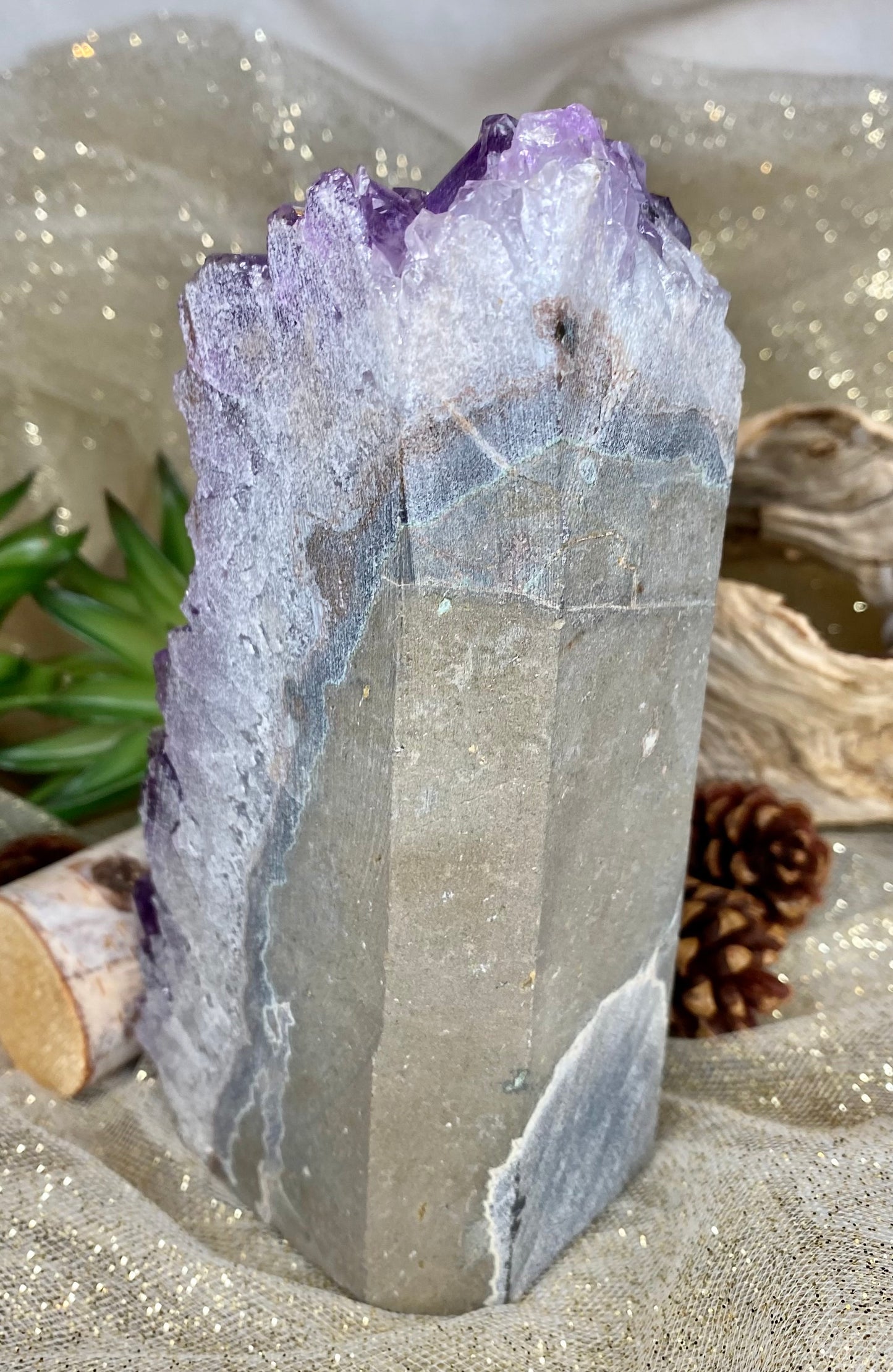 Large Amethyst Chunk - 6.5" x 2.25" x 3.5" Healing Crystal Display for Calming